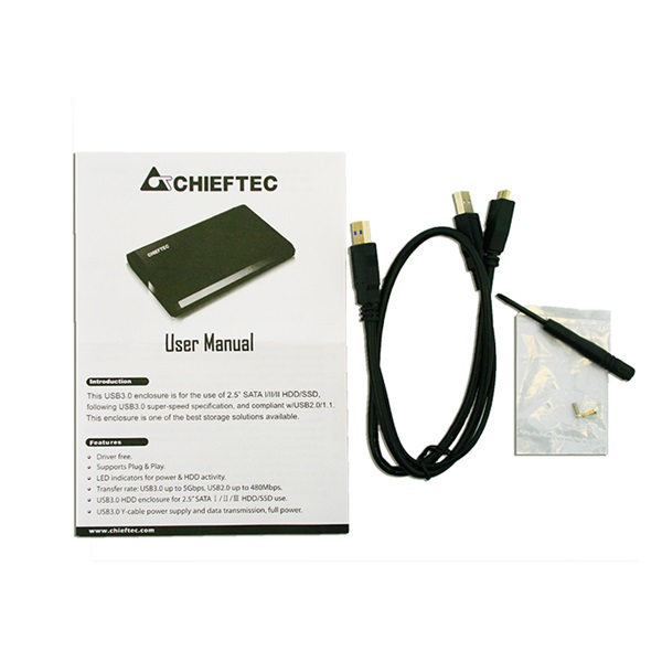 CHIEFTEC Külső Ház 2.5" SATA, USB 3.0, fekete (CEB-2511-U3)