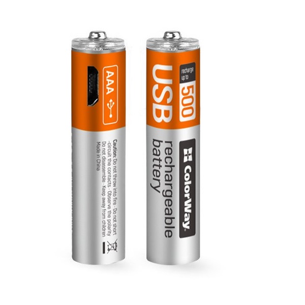 COLORWAY AAA újratölthető elem, CW-UBAAA-01 Rechargeable Battery micro USB 400 mAh 1.5V (2pcs.) (CW-UBAAA-01)
