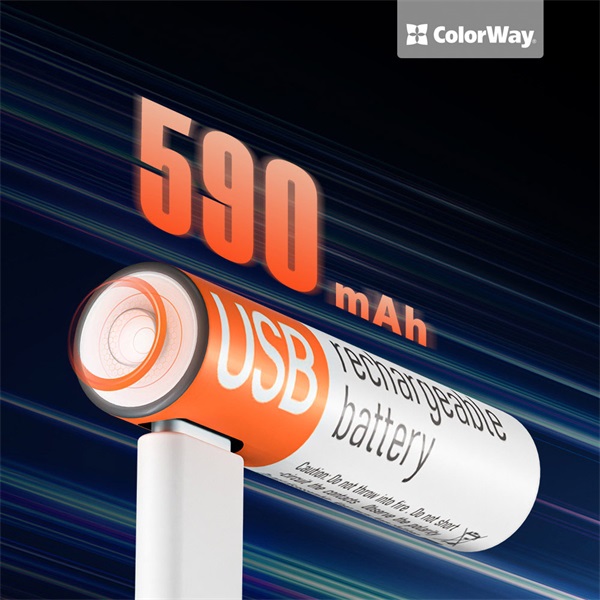 COLORWAY AAA újratölhető elem, USB-C 590 mAh 1.5B (Li-Polymer) (2pc.) (CW-UBAAA-09)