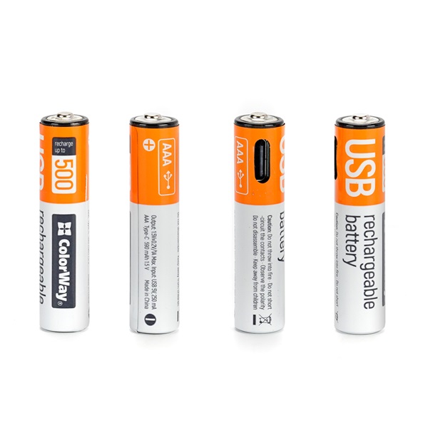 COLORWAY AAA újratölhető elem, USB-C 590 mAh 1.5B (Li-Polymer) (2pc.) (CW-UBAAA-09)