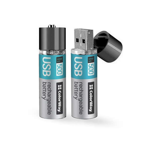 COLORWAY AA újratölthető elem, CW-UBAA-02 Rechargeable Battery USB 1200 mAh 1.5V (2pcs.) (CW-UBAA-02)
