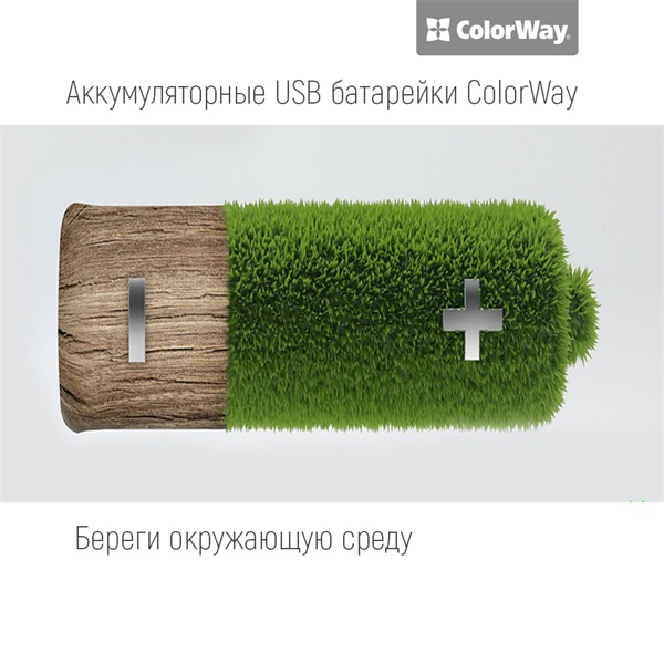 COLORWAY AA újratölthető elem, CW-UBAA-02 Rechargeable Battery USB 1200 mAh 1.5V (2pcs.) (CW-UBAA-02)