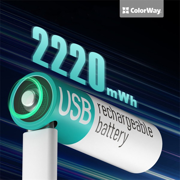 COLORWAY AA újratölhető elem, USB-C 2200 mAh 1.5B (Li-Polymer) (2pc.) (CW-UBAA-10) (CW-UBAA-10)