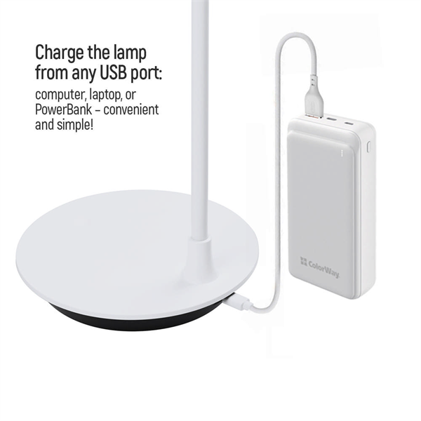 COLORWAY Asztali LED lámpa, Portable & Flexible 360, beépített akkumulátorral, Fehér (CW-DL12FB-W) (CW-DL12FB-W)