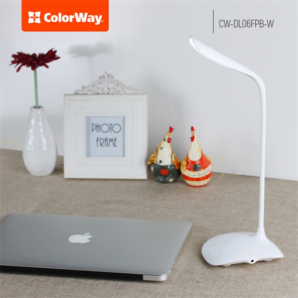 COLORWAY Asztali LED lámpa beépített akkumulátor, flexibilis, 5500-6000k, 115 lm, fehér (CW-DL06FPB-W) (CW-DL06FPB-W)
