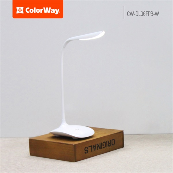 COLORWAY Asztali LED lámpa beépített akkumulátor, flexibilis, 5500-6000k, 115 lm, fehér (CW-DL06FPB-W) (CW-DL06FPB-W)