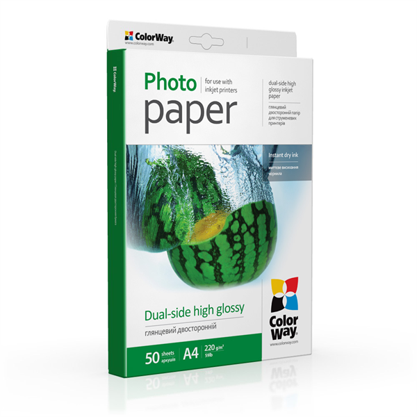 COLORWAY Fotópapír, kétoldalas magasfényű (dual-side high glossy), 220 g/m2, A4, 50 lap (PGD220050A4)