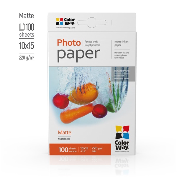 COLORWAY Fotópapír, matt (matte), 220 g/m2, 10x15, 100 lap (PM2201004R) (PM2201004R)
