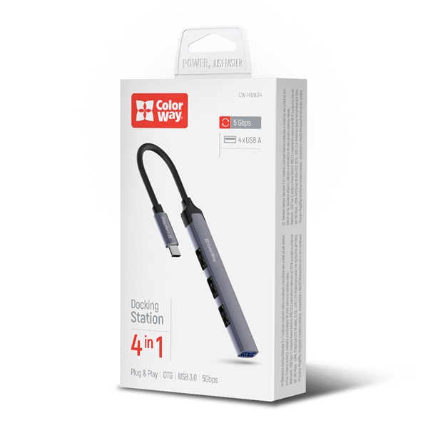 COLORWAY USB-elosztó CW-HUB04, USB-C 4-B-1 USB2.0X3/USB3.0 (CW-HUB04)