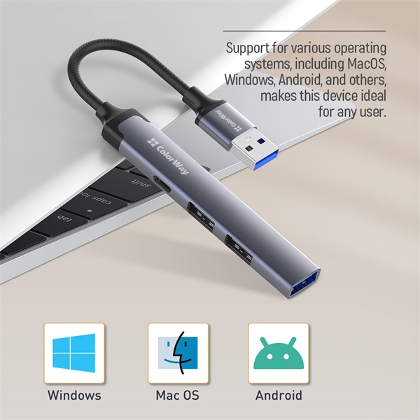 COLORWAY USB-elosztó CW-HUB05, USB-A 4-B-1 USB2.0X3/USB3.0 (CW-HUB05)