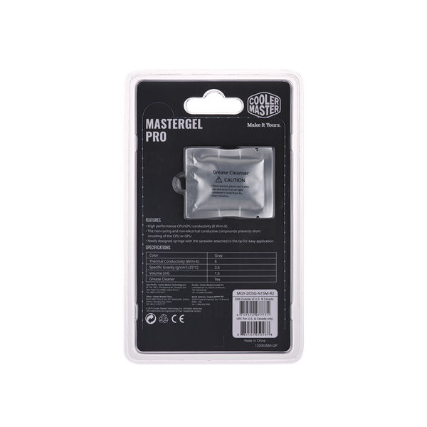 COOLER MASTER CPU Hűtőpaszta, MASTERGEL PRO, szürke, 1,5ml (MGY-ZOSG-N15M-R2)