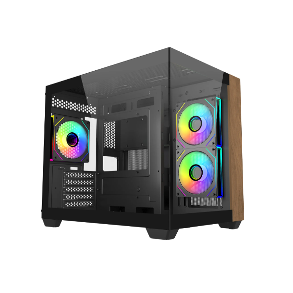 COOLER MASTER Ház ITX/Micro-ATX ELITE 481 Wood,Tápegység nélkül, Fekete (E481-KHNN-S00)