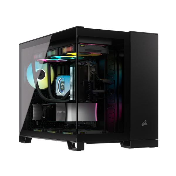 CORSAIR Ház Micro-ATX iCUE LINK 2500X RGB, Tápegység nélkül, Edzett Üveg, fekete (CC-9011267-WW)