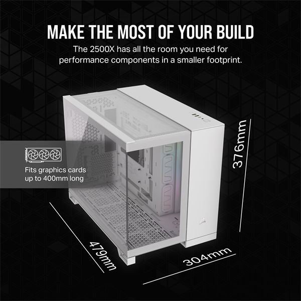 CORSAIR Ház Micro-ATX iCUE LINK 2500X RGB, Tápegység nélkül, Edzett Üveg, fehér (CC-9011268-WW)