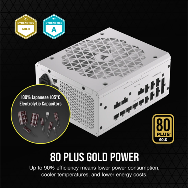 CORSAIR Tápegység Moduláris, RM1000x Shift White, 1000W, 14cm, 80+ Gold (CP-9020275-EU)