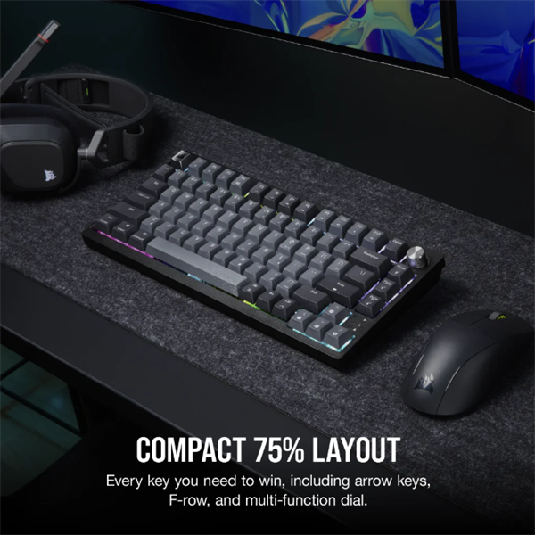 CORSAIR Vezeték Nélküli Billentyűzet Gaming, K65 PLUS 75%, Mechanikus, MLX Red switch, US, fekete (CH-91D401L-NA)