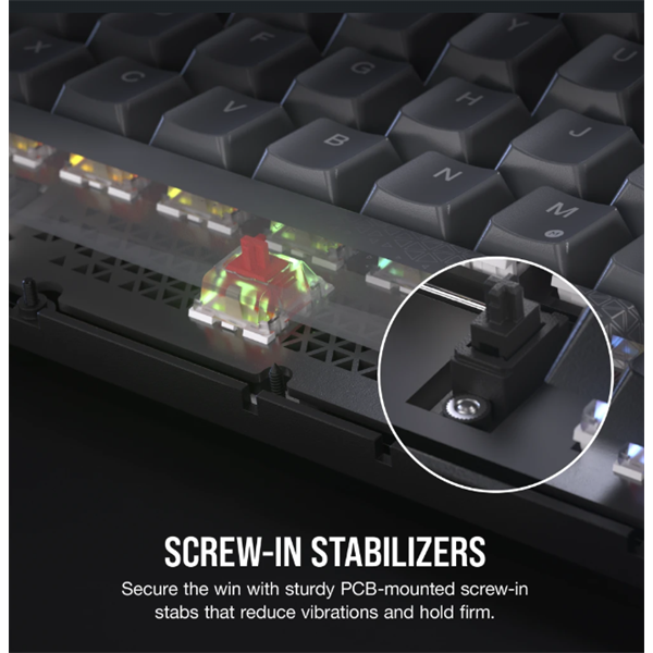 CORSAIR Vezeték Nélküli Billentyűzet Gaming, K65 PLUS 75%, Mechanikus, MLX Red switch, US, fekete (CH-91D401L-NA)