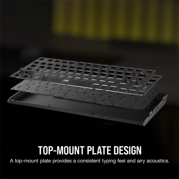 CORSAIR Vezeték Nélküli Billentyűzet Gaming, K65 PLUS 75%, Mechanikus, MLX Red switch, US, fekete (CH-91D401L-NA)