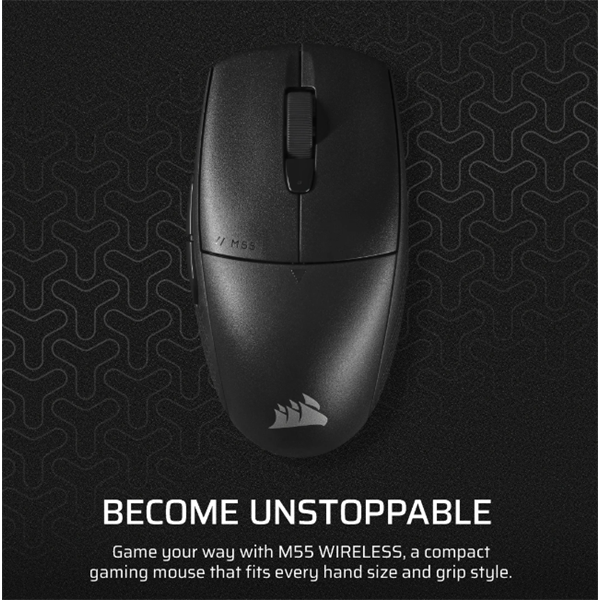 CORSAIR Vezeték Nélküli Egér Gaming, M55 Lightwight, 6 programozható gomb, Ultra-könnyű, 16000dpi, fekete (CH-931F000-WW)