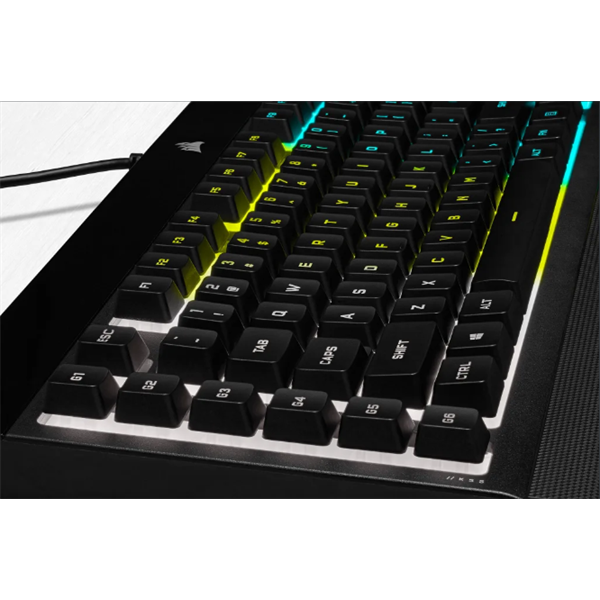 CORSAIR Vezetékes Billentyűzet Gaming, K55 RGB PRO, 6 programozható billentyű, Cseppálló, Csuklótámasz, US, fekete (CH-9226765-NA)