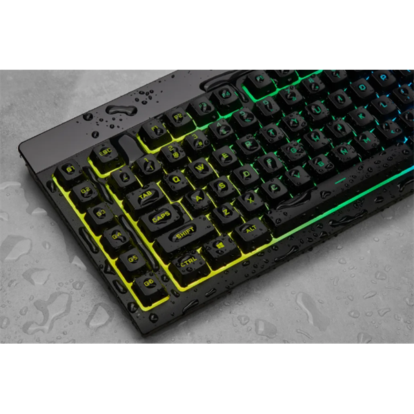 CORSAIR Vezetékes Billentyűzet Gaming, K55 RGB PRO, 6 programozható billentyű, Cseppálló, Csuklótámasz, US, fekete (CH-9226765-NA)