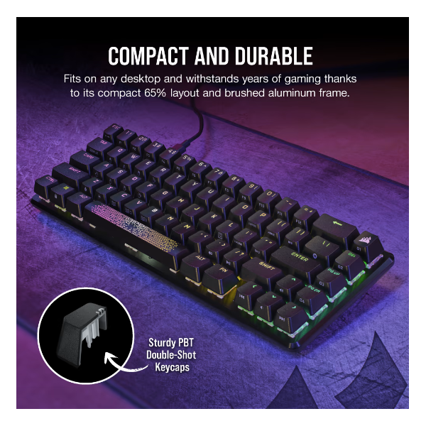 CORSAIR Vezetékes Billentyűzet Gaming, K65 PRO MINI RGB 65%, Optical-Mechanical, US, szürke (CH-91A401A-NA)