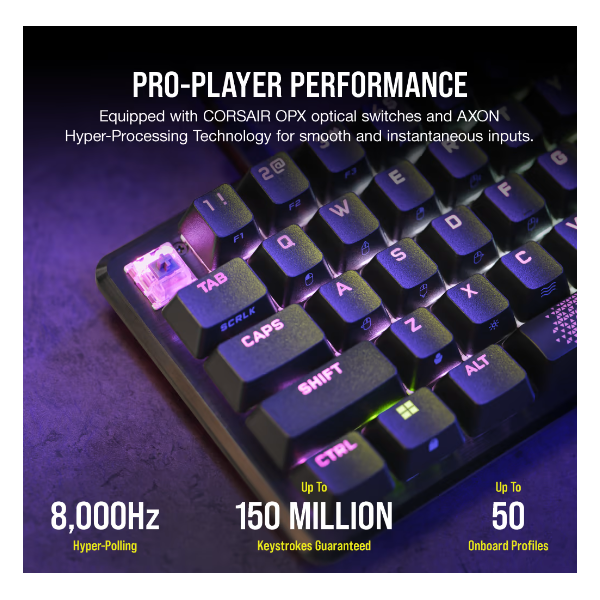 CORSAIR Vezetékes Billentyűzet Gaming, K65 PRO MINI RGB 65%, Optical-Mechanical, US, szürke (CH-91A401A-NA)