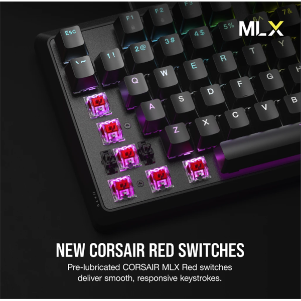 CORSAIR Vezetékes Billentyűzet Gaming, K70 CORE RGB, Mechanikus, MLX Red switch, 104 gombos, US, fekete (CH-910971E-NA)