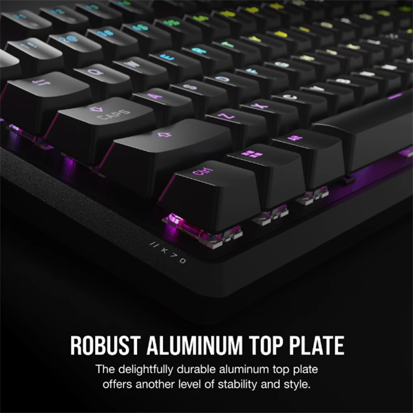 CORSAIR Vezetékes Billentyűzet Gaming, K70 CORE RGB, Mechanikus, MLX Red switch, 104 gombos, US, fekete (CH-910971E-NA)