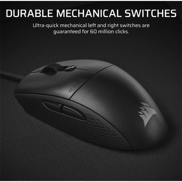 CORSAIR Vezetékes Egér Gaming, M55 Lightwight, 6 programozható gomb, Ultra-könnyű, 16000dpi, fekete (CH-930F000-WW)