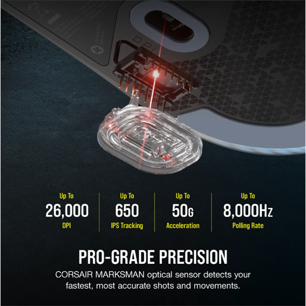 CORSAIR Vezetékes Egér Gaming, M75 RGB, Ultra-könnyű, RGB Világítás, 26000dpi, fekete (CH-930D010-EU)