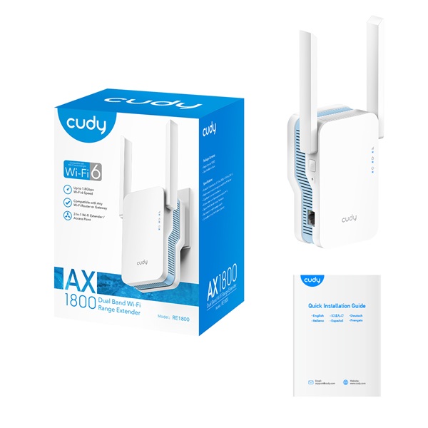 CUDY Wireless Range Extender DualBand AC1200 1x100Mbps, 1167Mbps, RE1200 (RE1200)