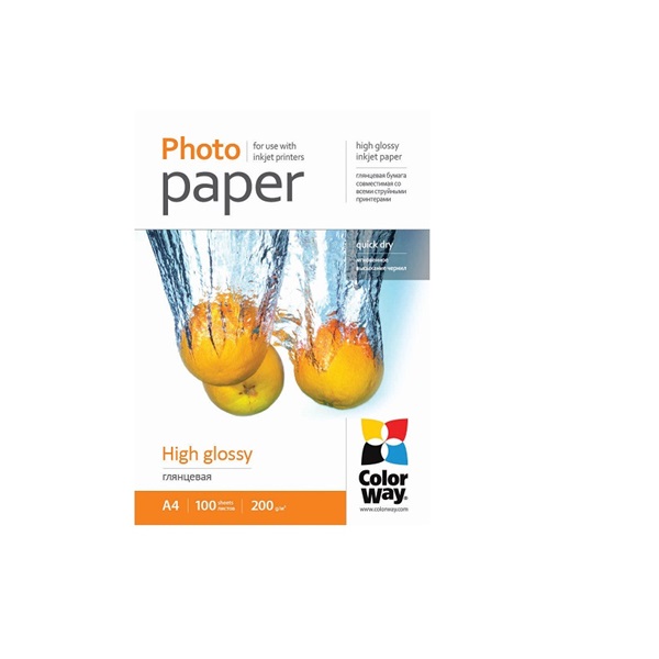 COLORWAY Fotópapír, magasfényű (high glossy), 200 g/m2, A4, 100 lap (PG200100A4)