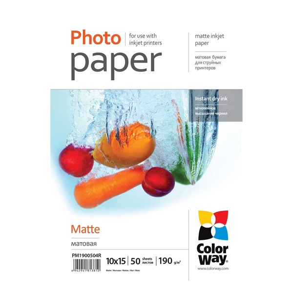 COLORWAY Fotópapír, prémium Matt, 190 g/m, 10x15, 50 lap (PM1900504R)