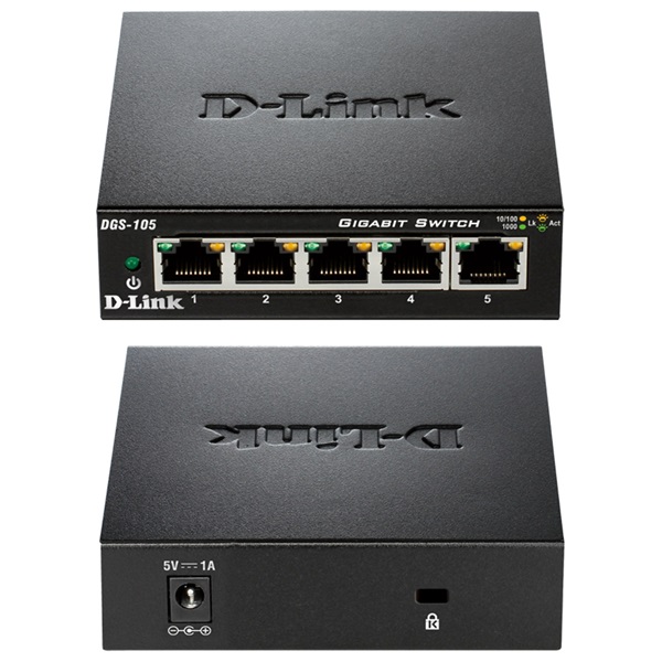 D-LINK Switch 5x1000Mbps Fémházas Asztali, DGS-105/E (DGS-105/E)