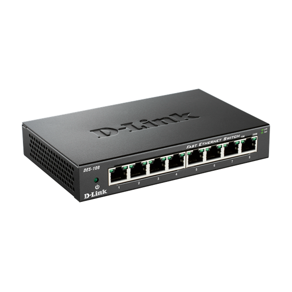 D-LINK Switch 8x100Mbps Fémházas Asztali, DES-108/E (DES-108/E)