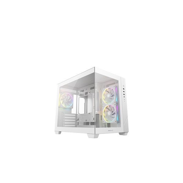 DEEPCOOL Ház Micro ATX CG330 3F WH, Tápegység nélkül, Fehér, Üvegfalú (R-CG330-WHNGM3-G)