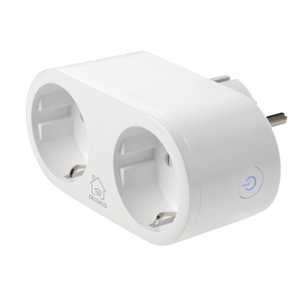DELTACO SMART HOME SH-P02E beltéri kettes konnektor, 10A,  WIFI, energia monitoring (SH-P02E)