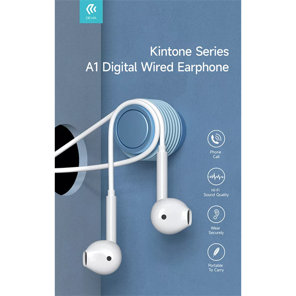 DEVIA UNIVERZÁLIS SZTEREÓ FELVEVŐS FÜLHALLGATÓ - TYPE-C - KINTONE SERIES A1 DIGITAL WIRED EARPHONE - FEHÉR (ST379802)