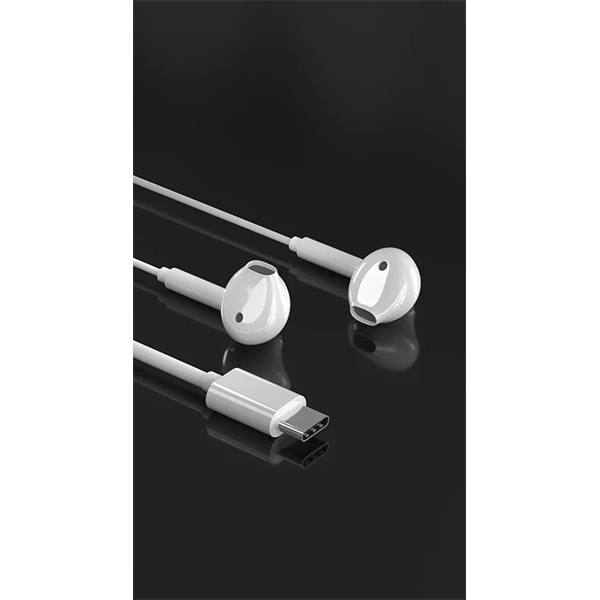 DEVIA UNIVERZÁLIS SZTEREÓ FELVEVŐS FÜLHALLGATÓ - TYPE-C - KINTONE SERIES A1 DIGITAL WIRED EARPHONE - FEHÉR (ST379802)