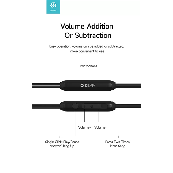 DEVIA UNIVERZÁLIS SZTEREÓ FELVEVŐS FÜLHALLGATÓ - TYPE-C - KINTONE SERIES A1 DIGITAL WIRED EARPHONE - FEKETE (ST379796)