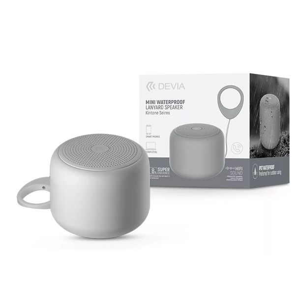 DEVIA VEZETÉK NÉLKÜLI BLUETOOTH HANGSZÓRÓ - KINTONE SERIES MINI WATERPROOFLANYARD SPEAKER - SZÜRKE (ST364204)