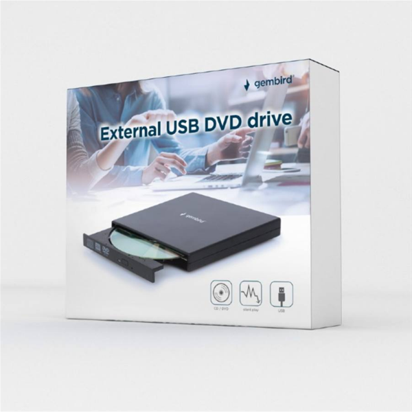 DVD- Gembird slim Fekete DVD író Külső DVD-USB-02