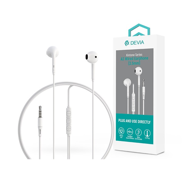 Devia Kintone A3 In-Ear sztereó fülhallgató - 3,5mm jack - fehér (ST108752)