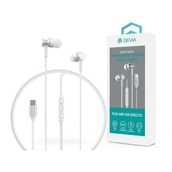 Devia Smart Series M1 Metal In-Ear sztereó fülhallgató - USB-C (Type-C), ezüst (ST108783)