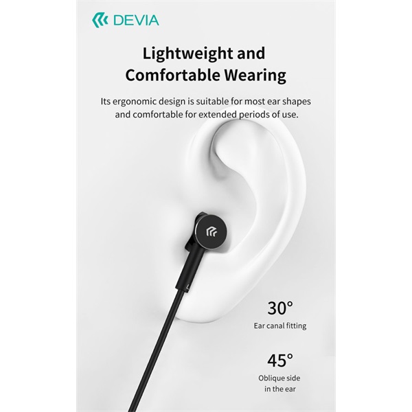 Devia Smart Series M1 Metal In-Ear sztereó fülhallgató - USB-C (Type-C), fekete (ST108776)