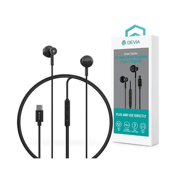 Devia Smart Series M2 Metal In-Ear sztereó fülhallgató - USB-C (Type-C), fekete (ST108790)