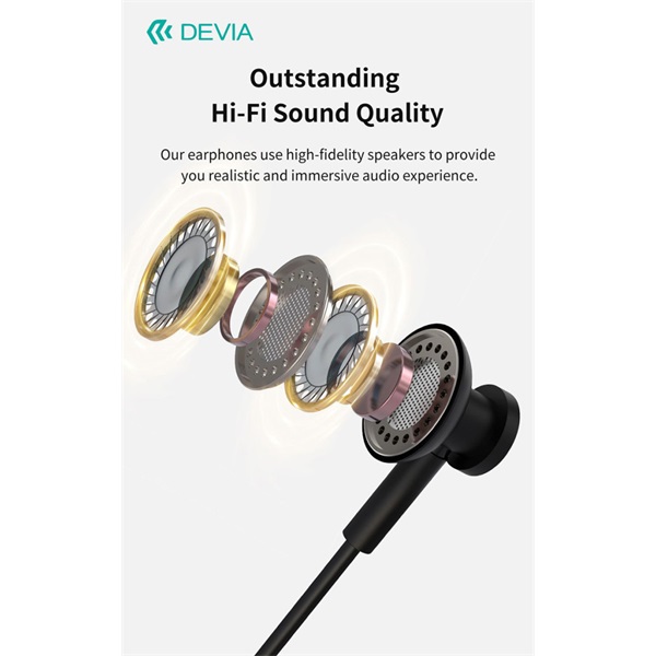 Devia Smart Series M2 Metal In-Ear sztereó fülhallgató - USB-C (Type-C), fekete (ST108790)