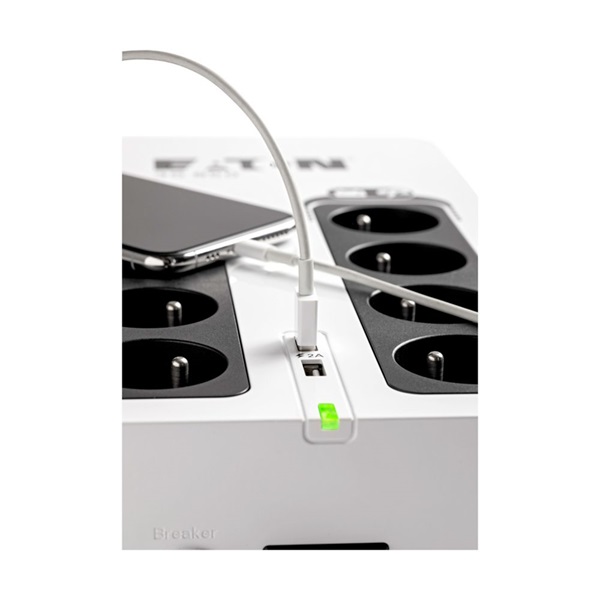 EATON UPS 3S Gen2 UPS DIN, 850VA, 510W, Input: Schuko, Outputs: 8x Schuko, szünetmentes tápegység, USB (9400-A303)
