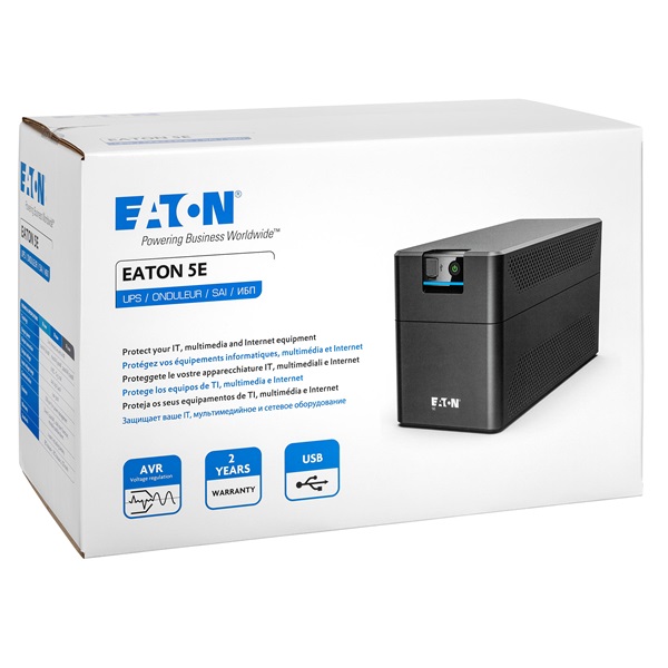 EATON UPS 5E1600UD, Gen2, USB DIN, 1600VA/900W, In: Schuko, Out: 4xDIN, Line-interaktív szünetmentes, AVR, torony (9C00-73006)